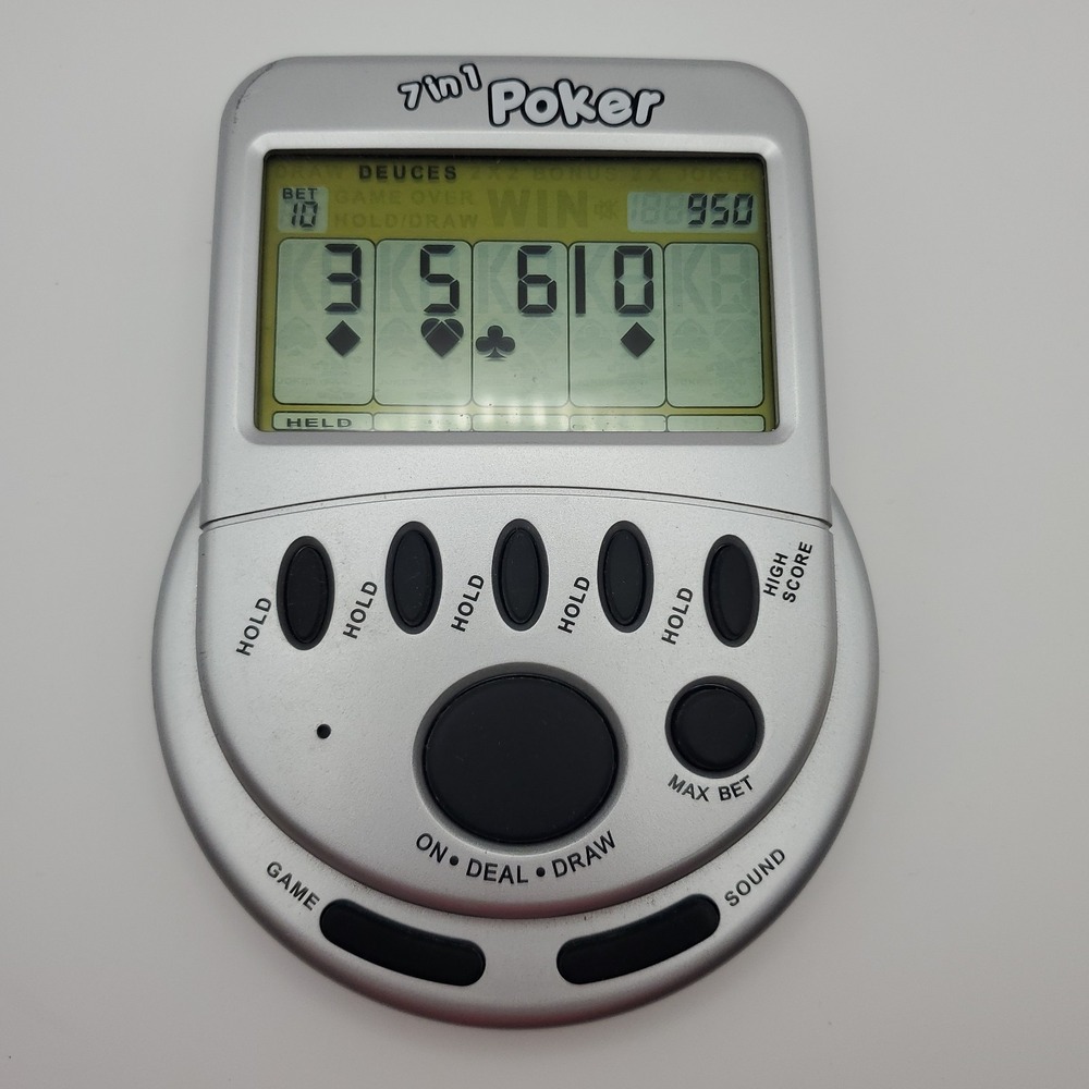 7 in 1 Poker Mega Screen Handheld Electronic Video Portable Game TESTED-WORKING